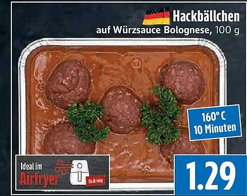 Hackbällchen auf Würzsauce Bolognese, 100 g