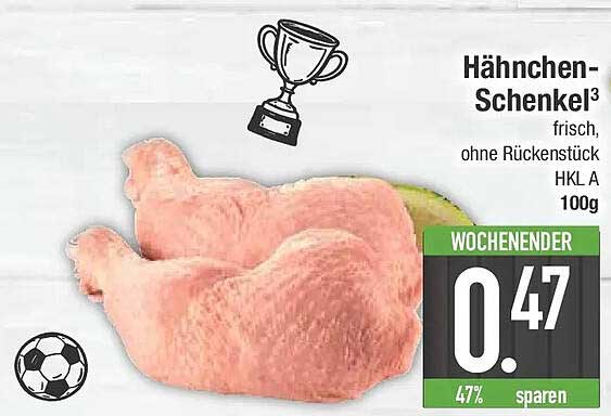 Hähnchen-Schenkel frisch, ohne Rückenkstück HKL A 100g