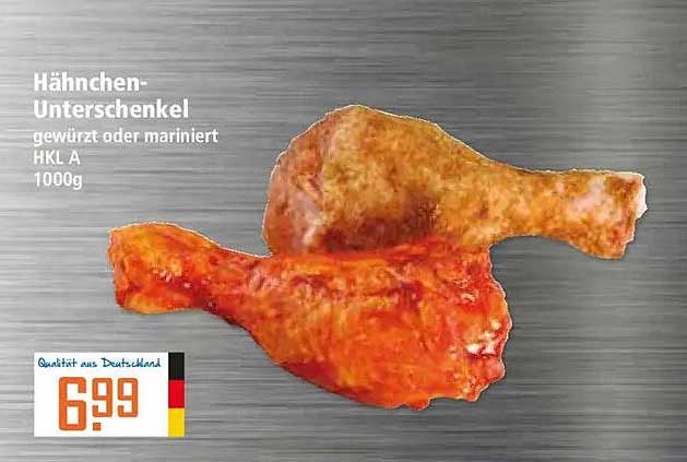 Hähnchen-Unterschenkel gewürzt oder mariniert HKL A 1000g