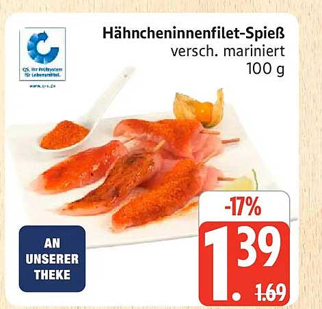 Hähncheninnenfilet-Spieß
