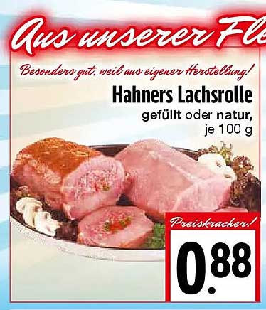 Hahners Lachsrolle gefüllt oder natur, je 100 g