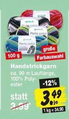 Handstrickgarn ca. 90 m Lauflänge, 100% Polyester