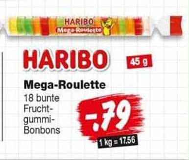 HARIBO Mega-Roulette 18 bunte Fruchtgummi-Bonbons 45 g