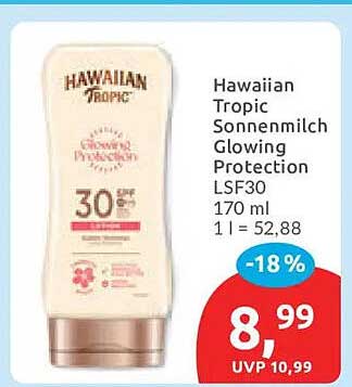 Hawaiian Tropic Sonnenmilch Glowing Protection LSF30 170 ml 1 l = 52,88