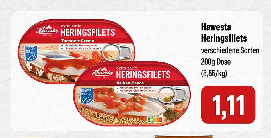 Hawesta Heringsfilets verschiedene Sorten 200g Dose (5,55/kg)