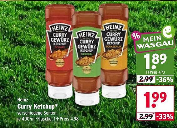 Heinz Curry Ketchup* verschiedene Sorten, je 400-ml-Flasche, 1 l-Preis 4.98
