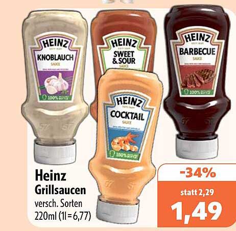 Heinz Grillsaucen versch. Sorten 220ml (1l=6,77)