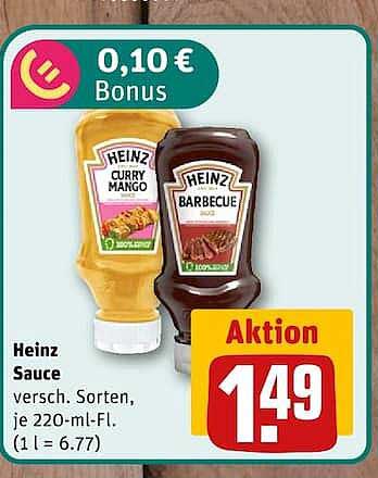 Heinz Sauce versch. Sorten, je 220-ml-Fl. (1 l = 6.77)