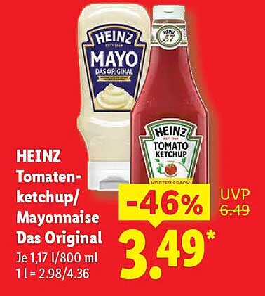 HEINZ Tomaten-ketchup/ Mayonnaise Das Original