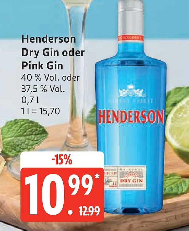 Henderson Dry Gin oder Pink Gin