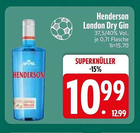 Henderson London Dry Gin 37,5/40% Vol. je 0,7l Flasche