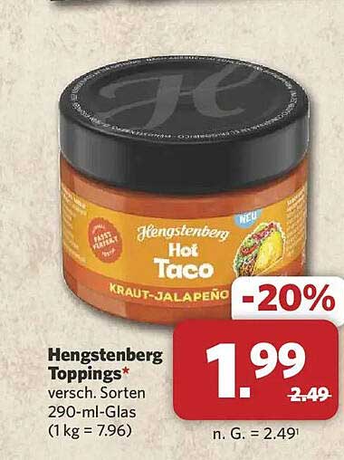 Hengstenberg Toppings* versch. Sorten 290-ml-Glas (1 kg = 7.96)
