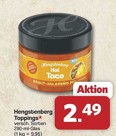 Hengstenberg Toppings* versch. Sorten 290-ml-Glas (1 kg = 9.96)