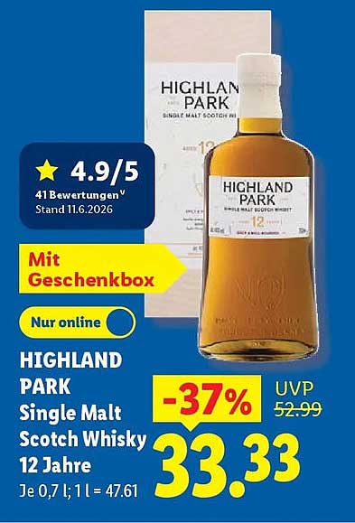 HIGHLAND PARK Single Malt Scotch Whisky 12 Jahre