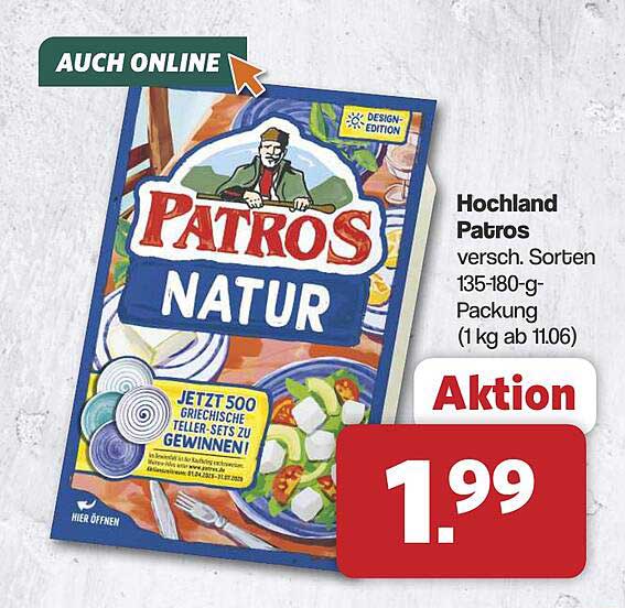 Hochland Patros versch. Sorten 135-180-g-Packung (1 kg ab 11.06)