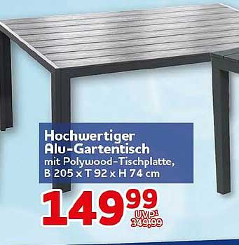 Hochwertiger Alu-Gartentisch mit Polywood-Tischplatte, B 205 x T 92 x H 74 cm