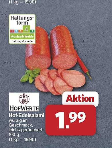 Hof-EDELSalami würzig im Geschmack, leicht geräuchert 100 g