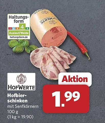 Hofbierschinken mit Senfkörnern 100 g (1 kg = 19.90)