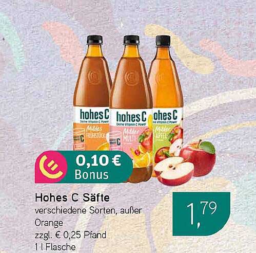 Hohes C Säfte verschiedene Sorten, außer Orange zzgl. € 0,25 Pfand 1 l Flasche