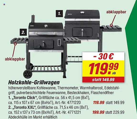 Holzkohle-Grillwagen