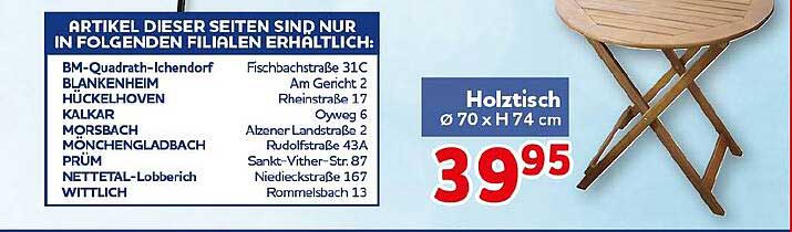 Holztisch Ø 70 x H 74 cm