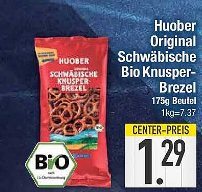 Huober Original Schwäbische Bio Knusper-Brezel 175g Beutel 1kg=7.37