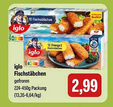 iglo Fischstäbchen gefroren 224-450g Packung (13,35-6,64/kg)