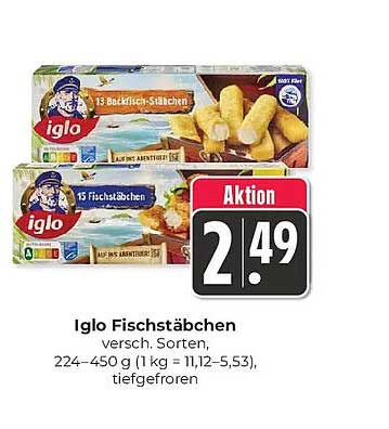 Iglo Fischstäbchen versch. Sorten 224–450 g (1 kg = 11,12–5,53), tiefgefroren