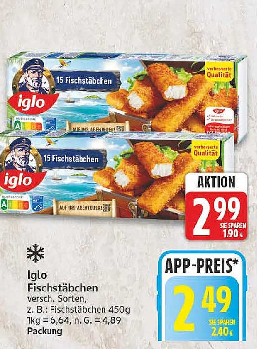 Iglo Fischstäbchen, versch. Sorten, z. B.: Fischstäbchen 450g