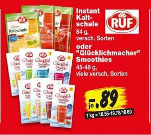 Instant Kaltschale 84 g, versch. Sorten oder „Glücklichmacher“ Smoothies 45-48 g, viele versch. Sorten