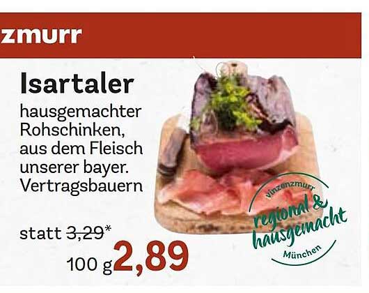 Isartaler hausgemachter Rohschinken, aus dem Fleisch unserer bayer. Vertragsbauern