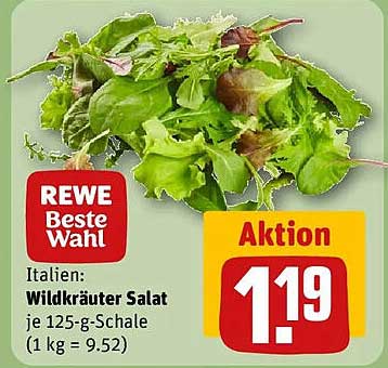 Italien: Wildkräuter Salat je 125-g-Schale (1 kg = 9.52)