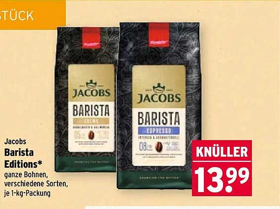 Jacobs Barista Editions* ganze Bohnen, verschiedene Sorten, je 1-kg-Packung