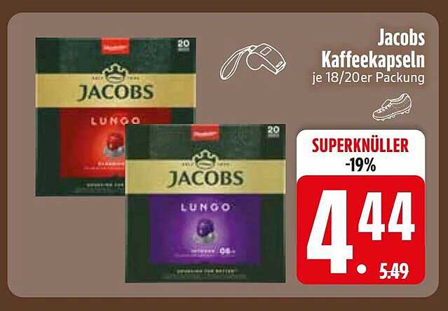 Jacobs Kaffeekapseln je 18/20er Packung
