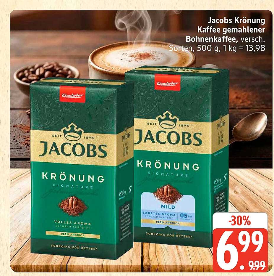 Jacobs Krönung Kaffee gemahlener Bohnenkaffee, versch. Sorten, 500 g
