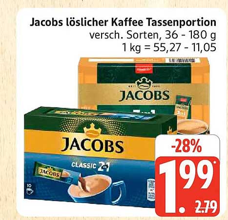Jacobs löslicher Kaffee Tassenportion