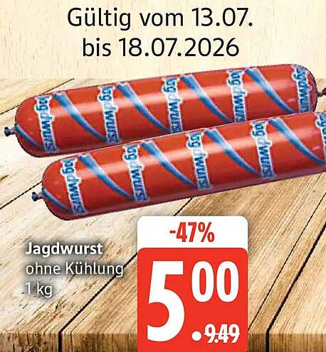 Jagdwurst ohne Kühlung 1 kg
