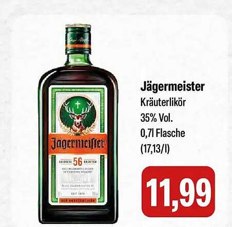Jägermeister Kräuterlikör 35% Vol. 0,7l Flasche (17,13/l)