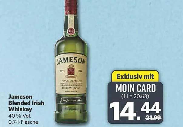Jameson Blended Irish Whiskey 40 % Vol. 0,7-l-Flasche