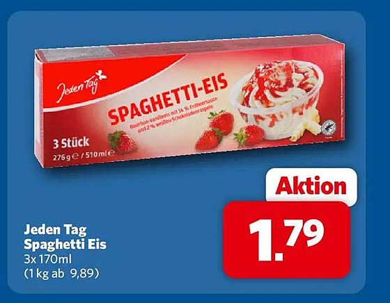 Jeden Tag Spaghetti Eis 3x 170ml (1 kg ab 9,89)