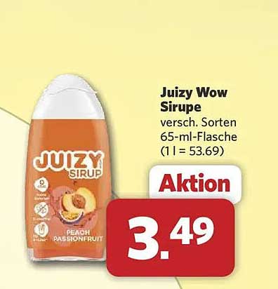 Juizy Wow Sirupe versch. Sorten 65-ml-Flasche (1 l = 53.69)