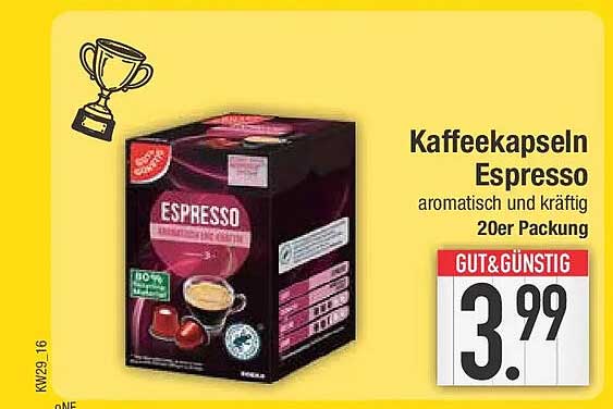 Kaffeekapseln Espresso aromatisch und kräftig 20er Packung