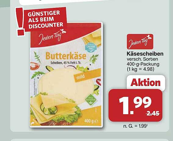 Käsescheiben versch. Sorten 400-g-Packung (1 kg = 4.98)