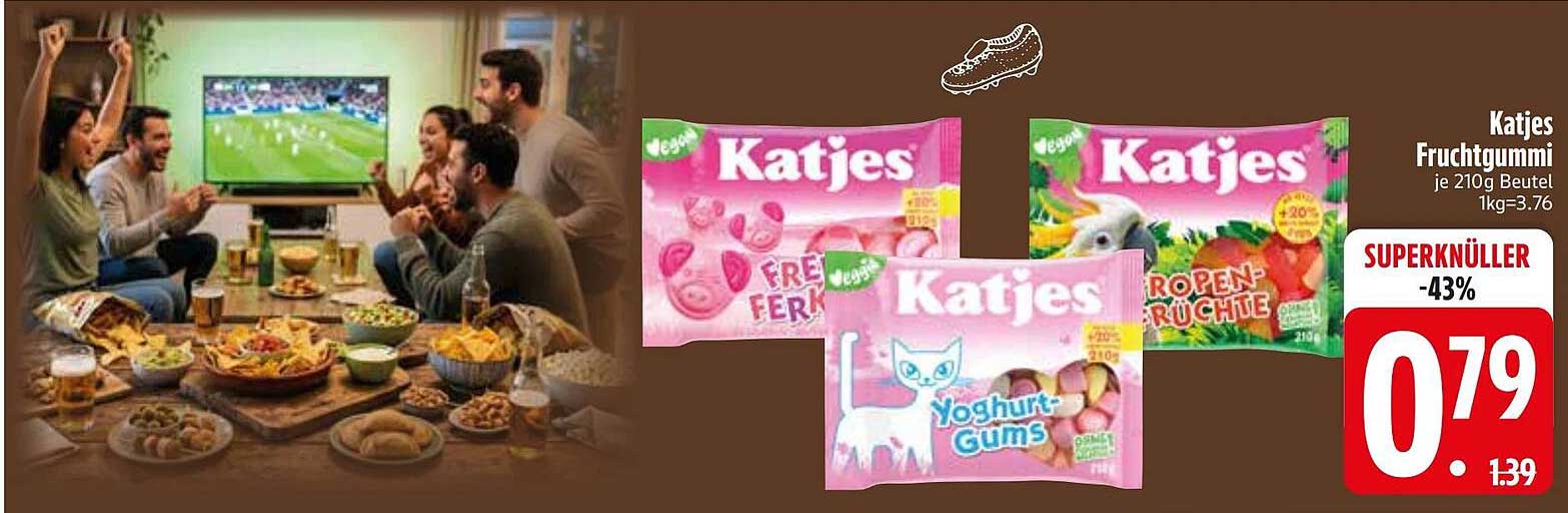 Katjes Fruchtgummi je 210g Beutel 1kg=3.76