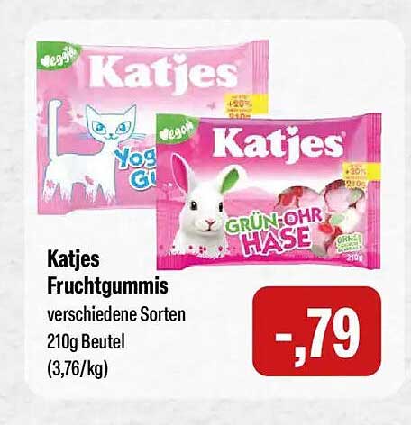 Katjes Fruchtgummis verschiedene Sorten 210g Beutel (3,76/kg)