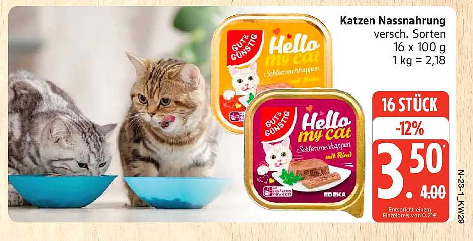 Katzen Nassnahrung versch. Sorten 16 x 100 g