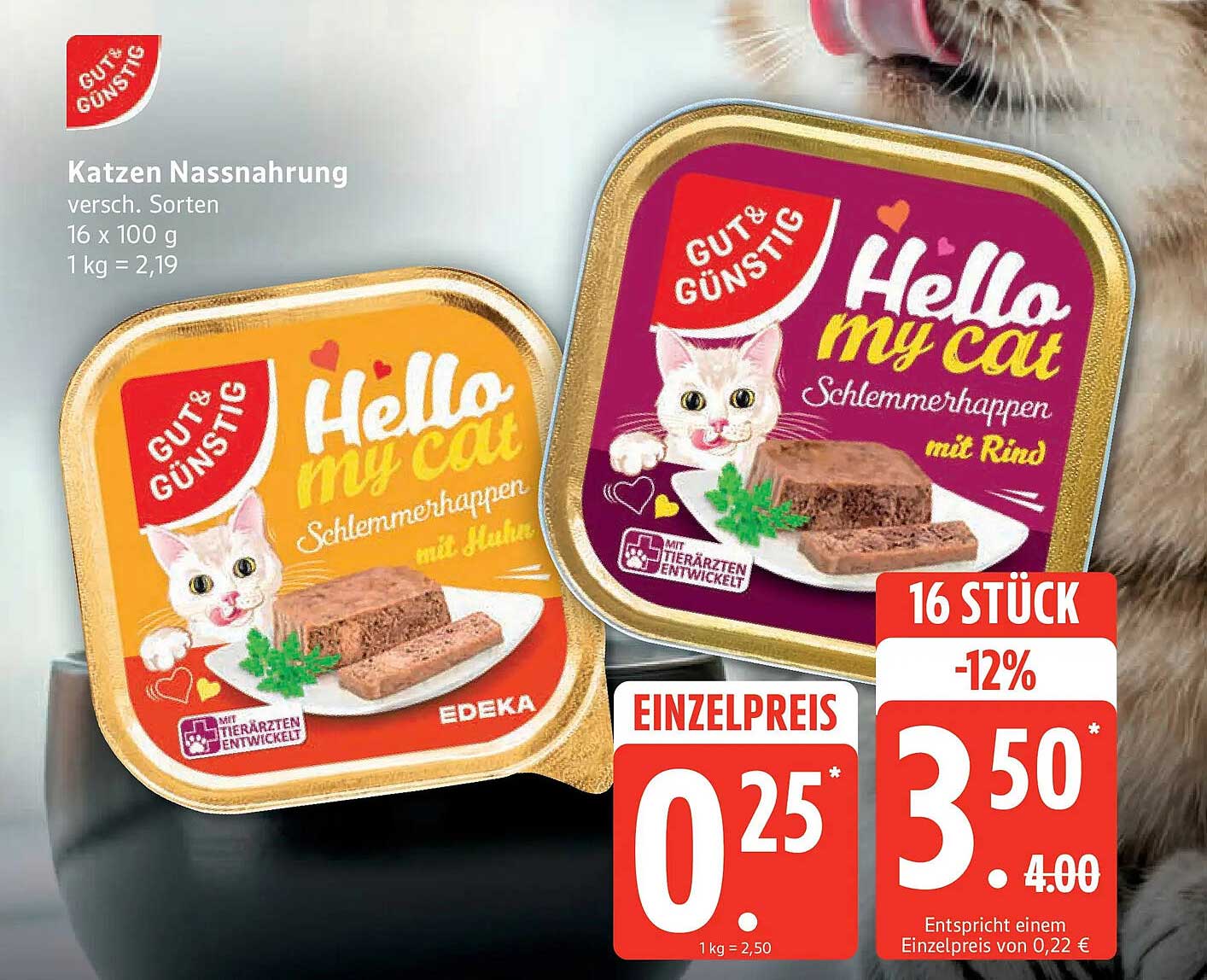 Katzen Nassnahrung versch. Sorten 16 x 100 g