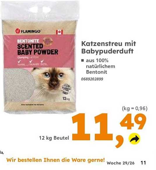 Katzenstreu mit Babypuderduft