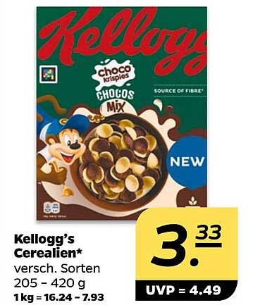 Kellogg’s Cerealien* versch. Sorten 205 - 420 g 1 kg = 16.24 - 7.93