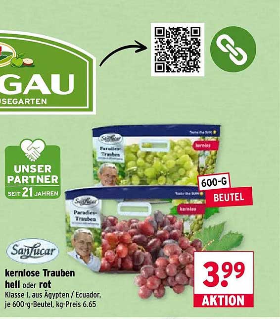 kernlose Trauben hell oder rot